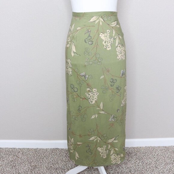 90s Butterfly Green Maxi Skirt - Picture 1 of 5